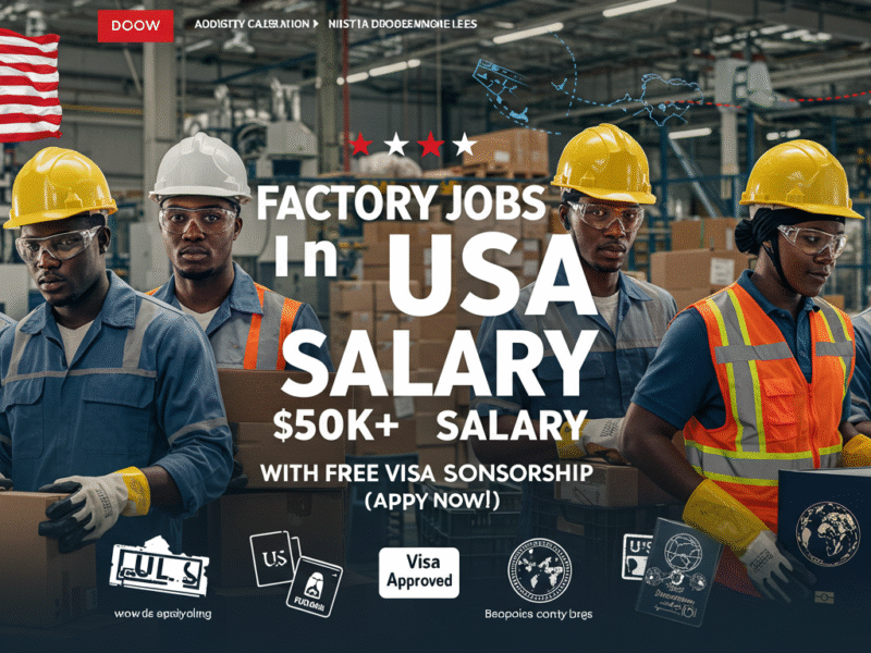 Factory Worker Visa Sponsorship Jobs in the USA Paying Over $50,000 a Year