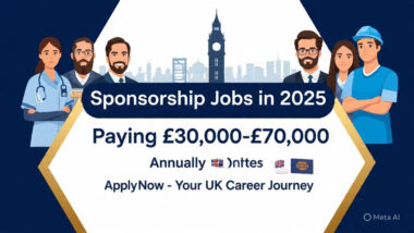 Top UK Visa Sponsorship Jobs in 2025 Paying £30,000–£70,000 Annually – Apply Now