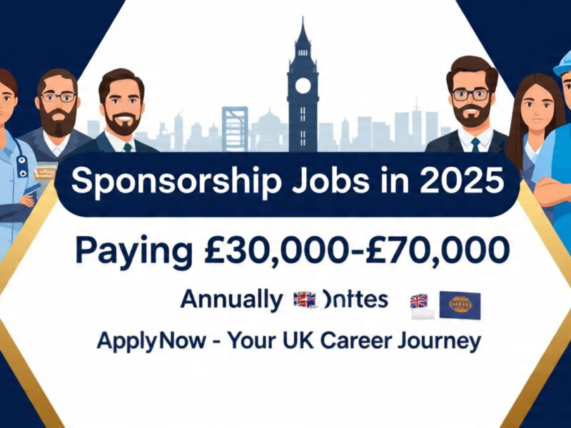 Top UK Visa Sponsorship Jobs in 2025 Paying £30,000–£70,000 Annually – Apply Now